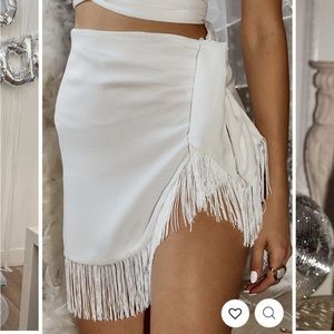12th Tribe White Fringe Skirt - size small
